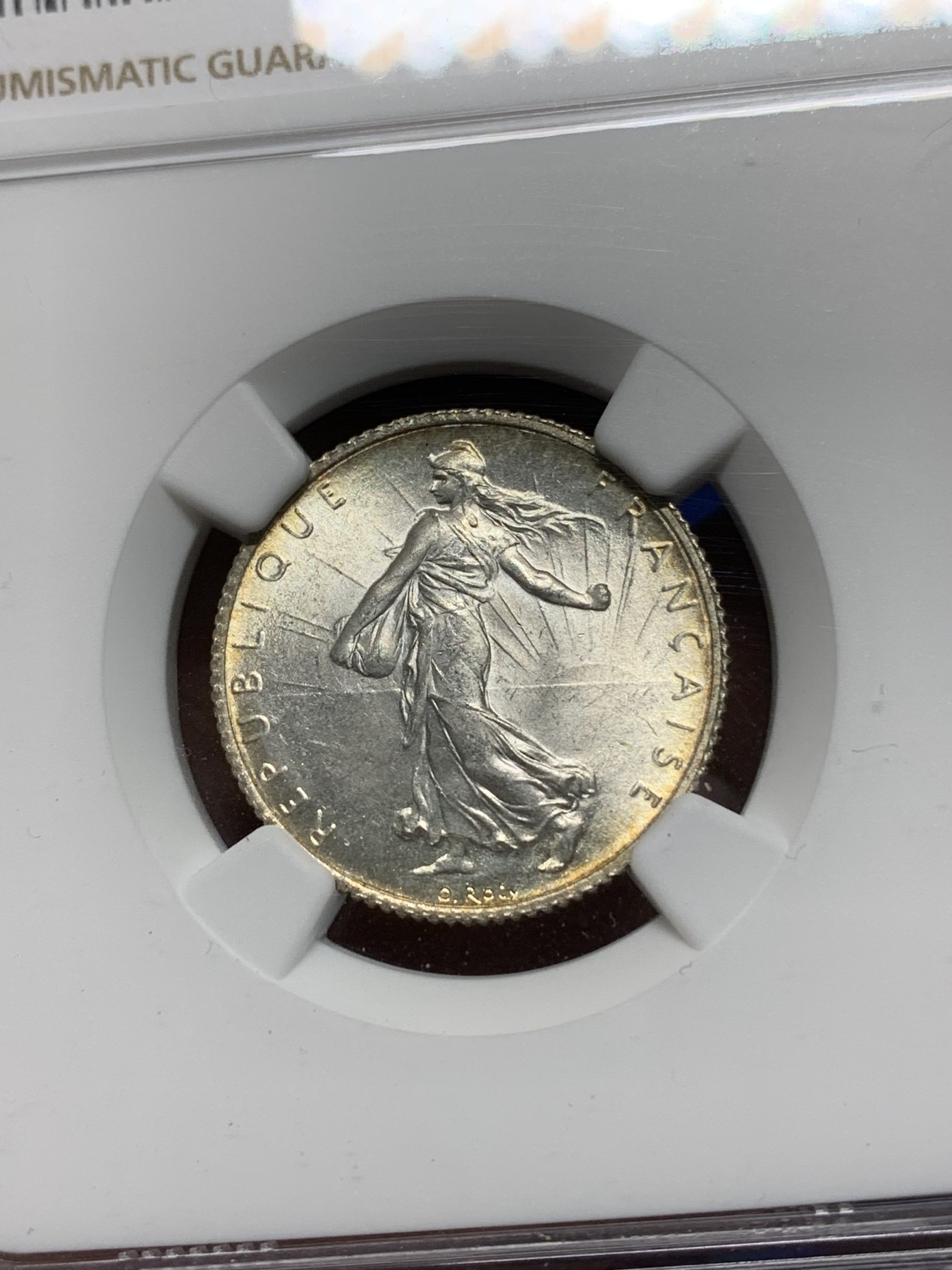 《竞宝斋》第225场-周日，周一，周二 3场 (全场包邮) NGC MS64 法国1916年播种女神1法郎银币