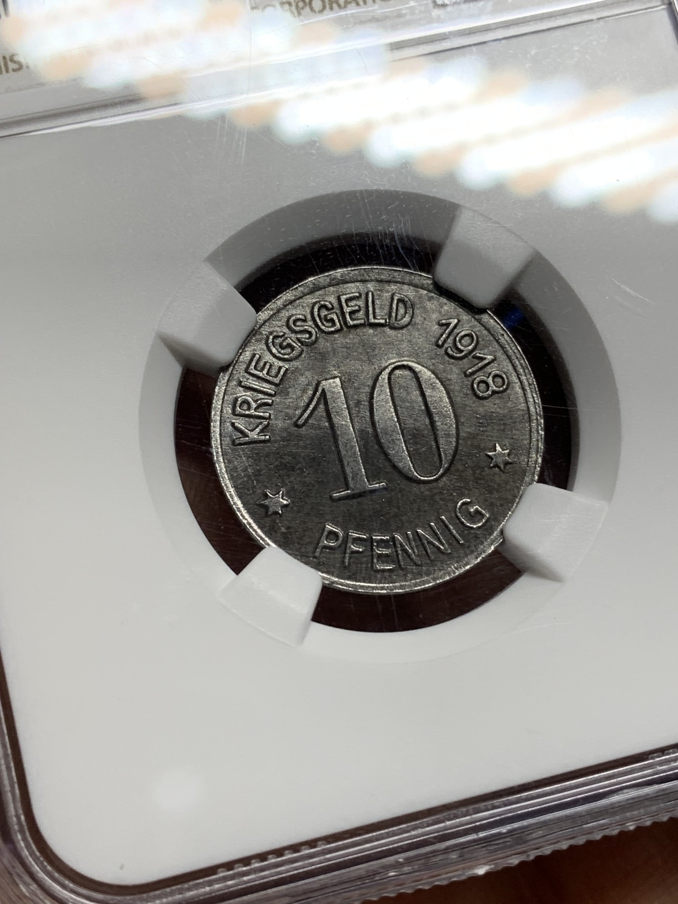 《竞宝斋》第225场-周日，周一，周二 3场 (全场包邮) NGC UNC 德国 德紧 1918 劳班芬克 10芬妮