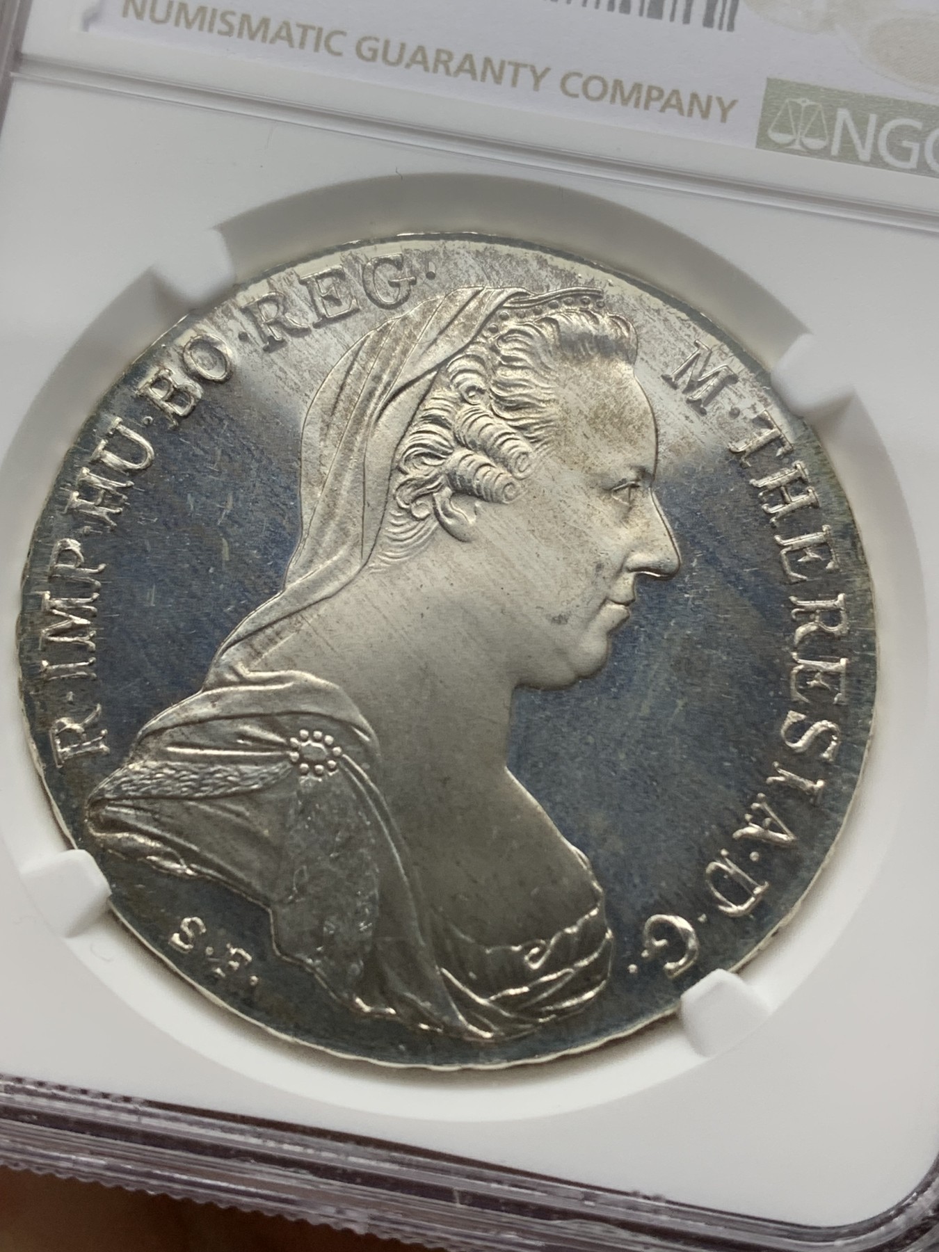 《竞宝斋》第225场-周日，周一，周二 3场 (全场包邮) NGC-PF66CAM 1780后铸版奥地利特蕾莎女皇1泰勒大银币 绒布包浆 镜面感极强