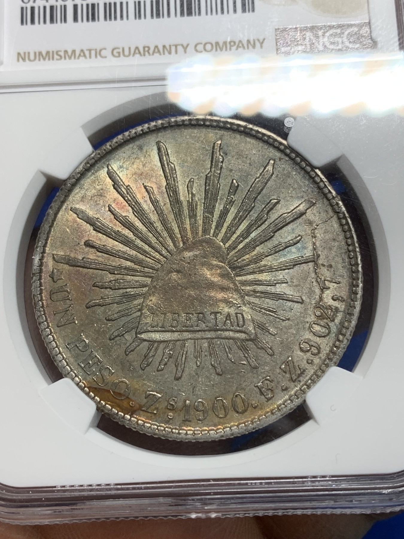 《竞宝斋》第225场-周日，周一，周二 3场 (全场包邮) NGC-AU55 墨西哥 1900年 1比索 直边鹰洋 银币 ZS FZ 原味包浆