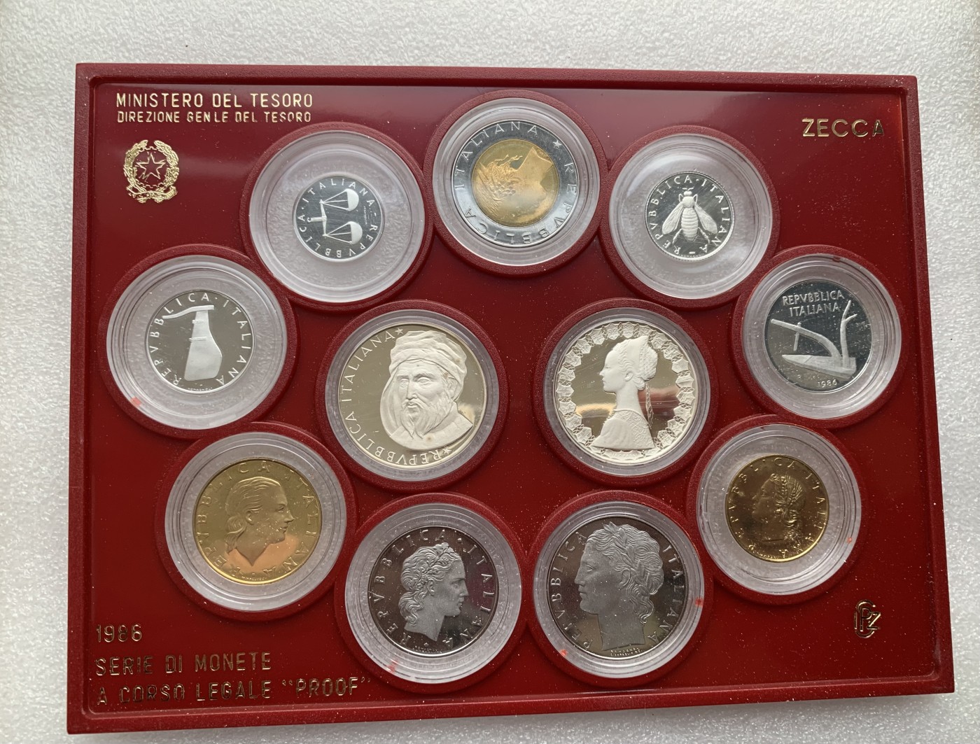 瓶子🏺第122期拍卖会  意大利1986年精制币11枚套币  原盒含2枚银币