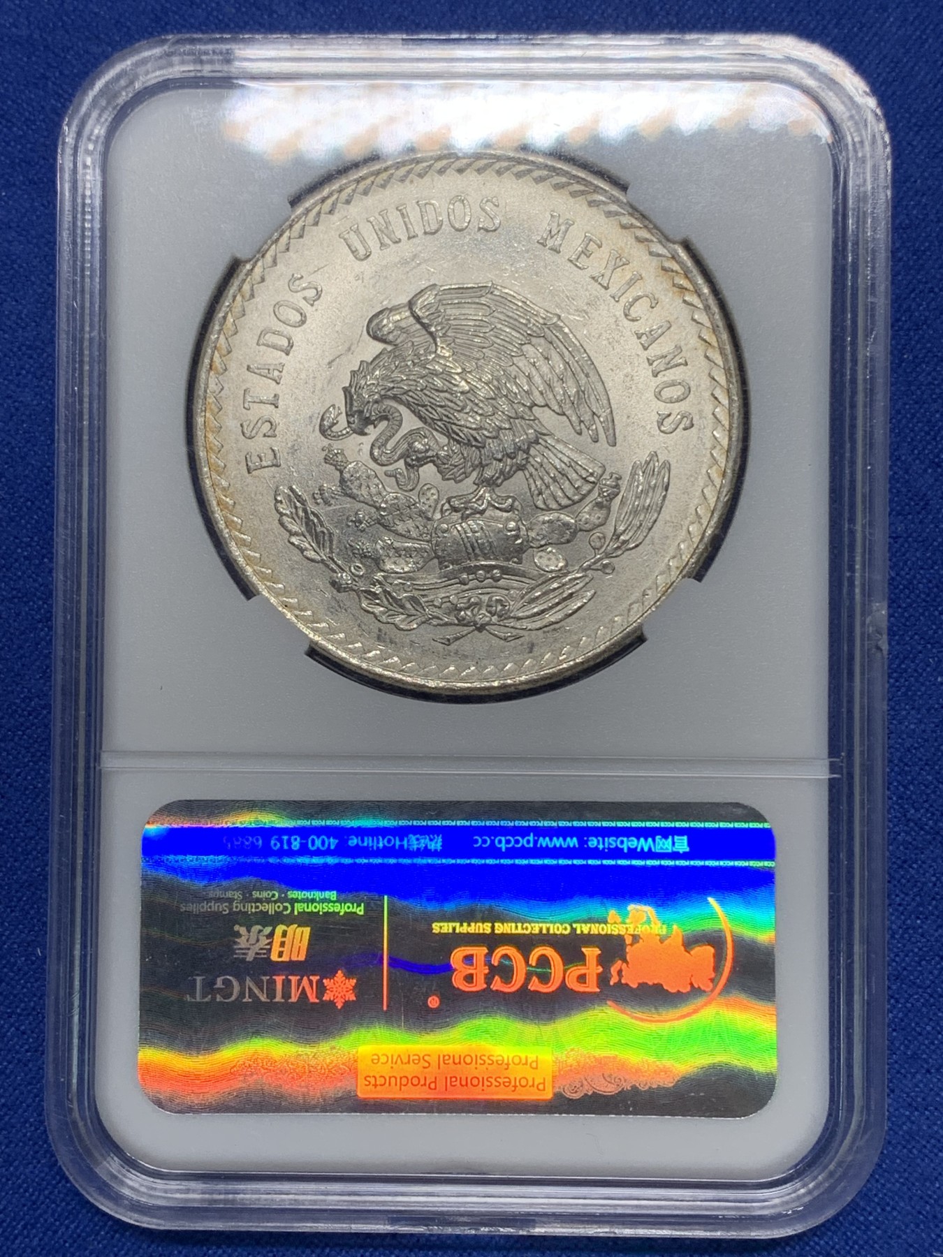 《竞宝斋》第225场-周日，周一，周二 3场 (全场包邮) 1948年墨西哥5比索大银币，经典印第安头像！车轮原光。