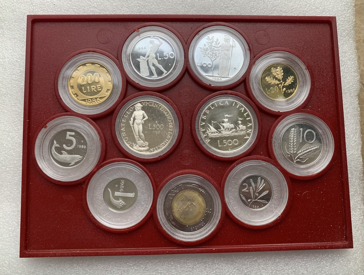 瓶子🏺第122期拍卖会  意大利1986年精制币11枚套币  原盒含2枚银币