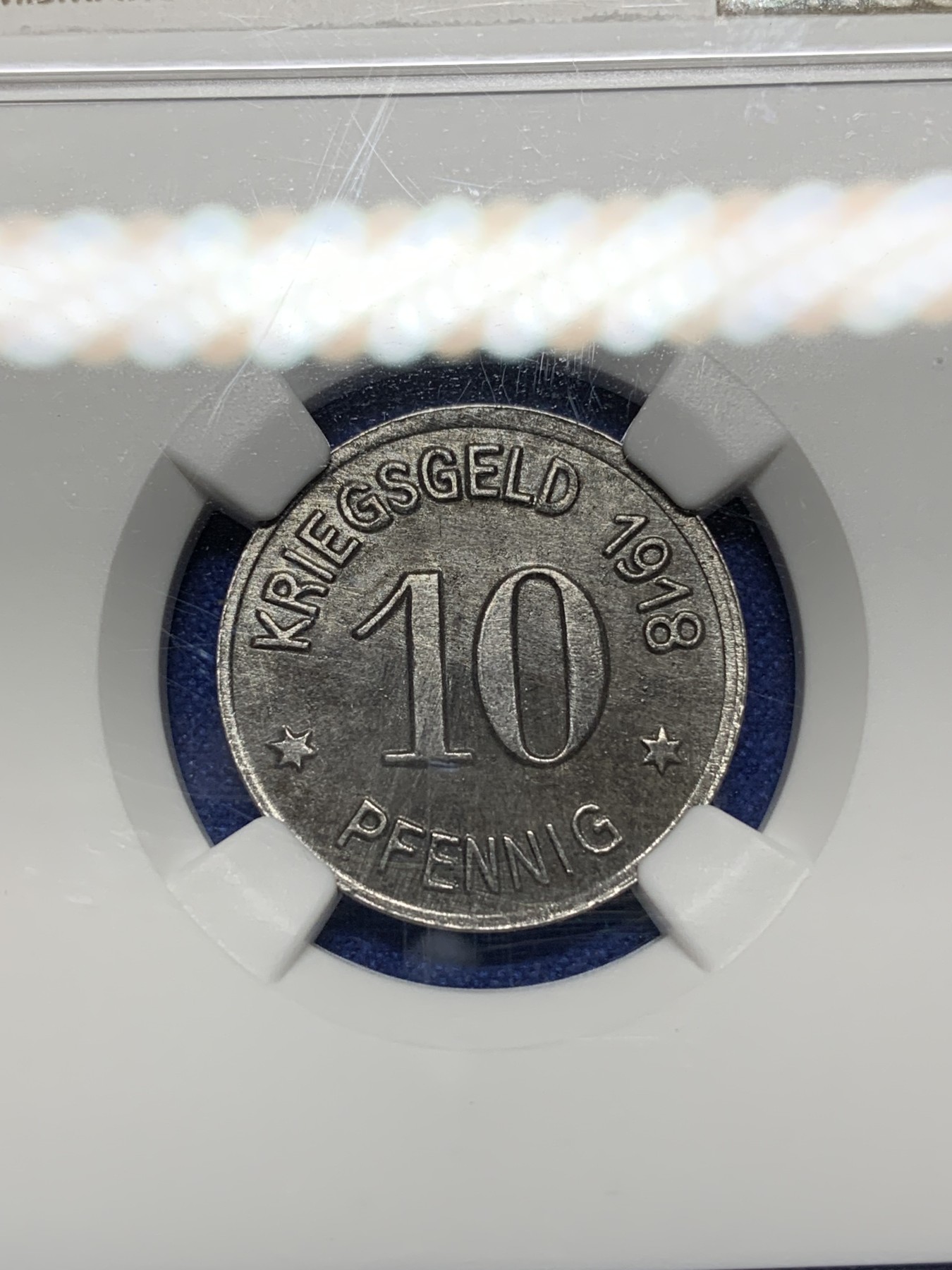 《竞宝斋》第225场-周日，周一，周二 3场 (全场包邮) NGC UNC 德国 德紧 1918 劳班芬克 10芬妮