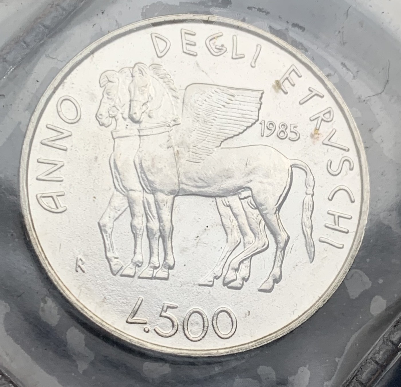 瓶子🏺第122期拍卖会  意大利1985年 伊特鲁斯坎人磨砂纪念银币 带币厂原包装