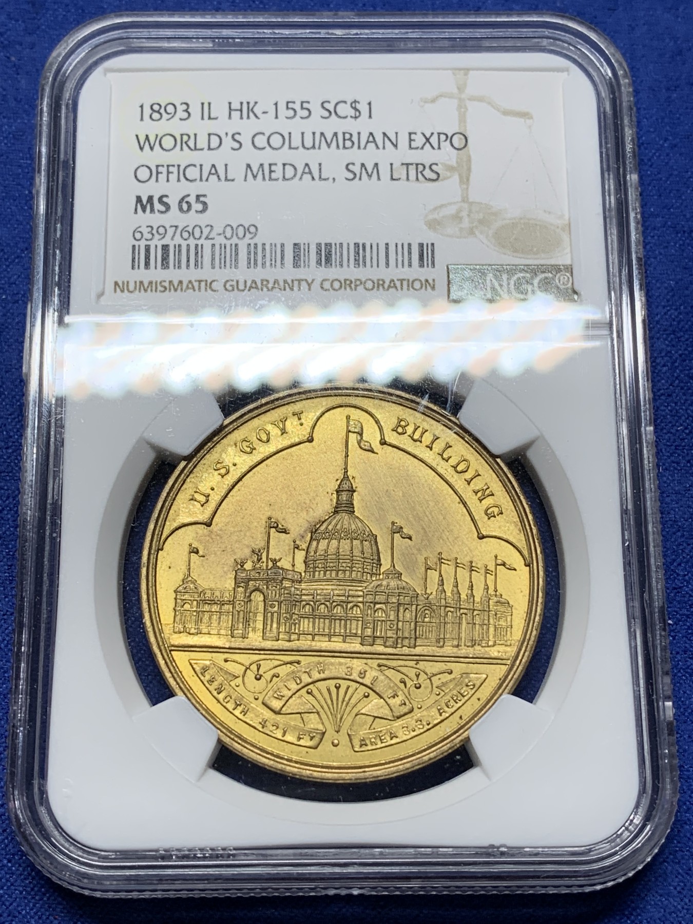 《竞宝斋》第225场-周日，周一，周二 3场 (全场包邮) NGC MS65 芝加哥1893世博会纪念铜章