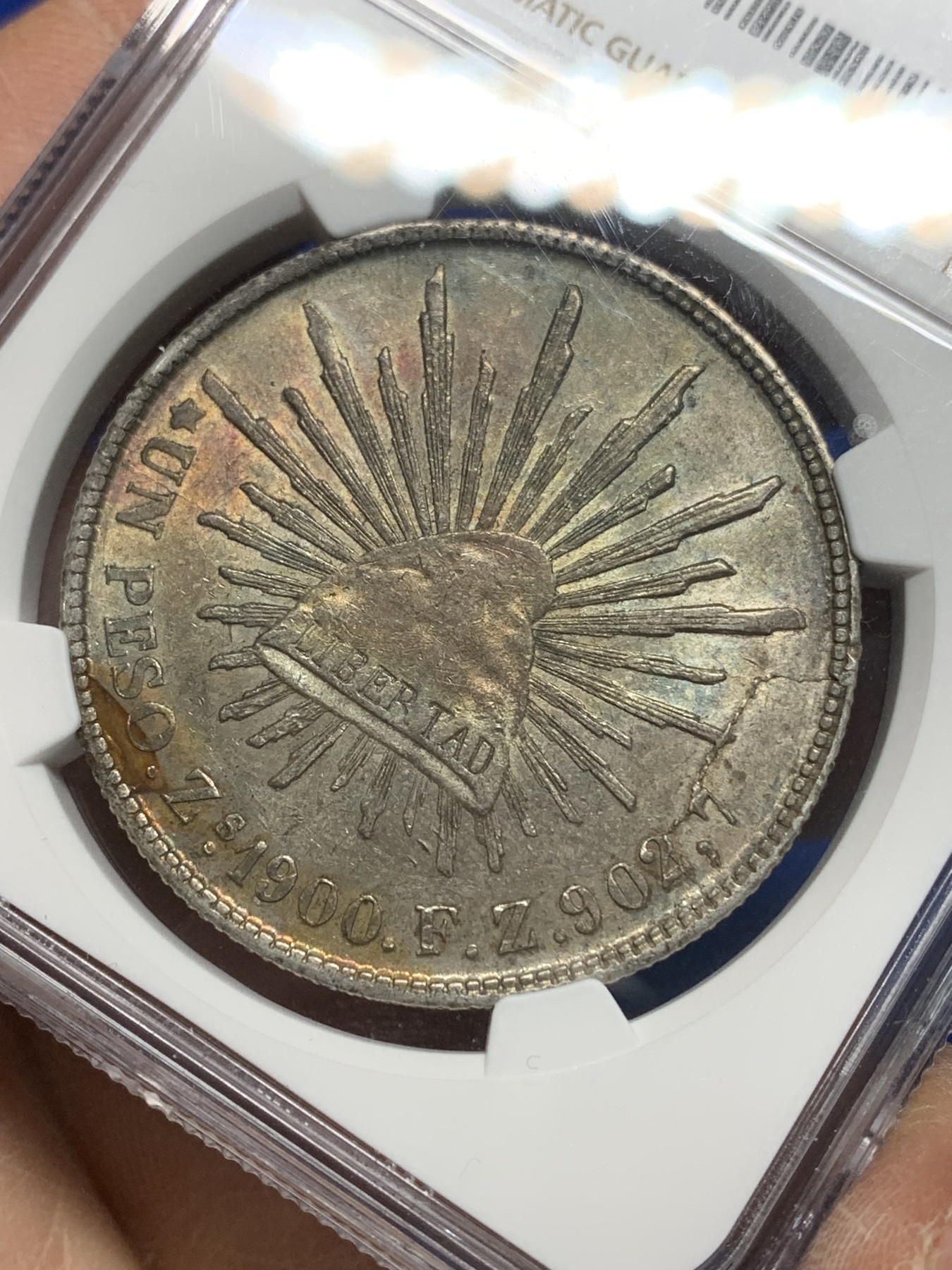 《竞宝斋》第225场-周日，周一，周二 3场 (全场包邮) NGC-AU55 墨西哥 1900年 1比索 直边鹰洋 银币 ZS FZ 原味包浆