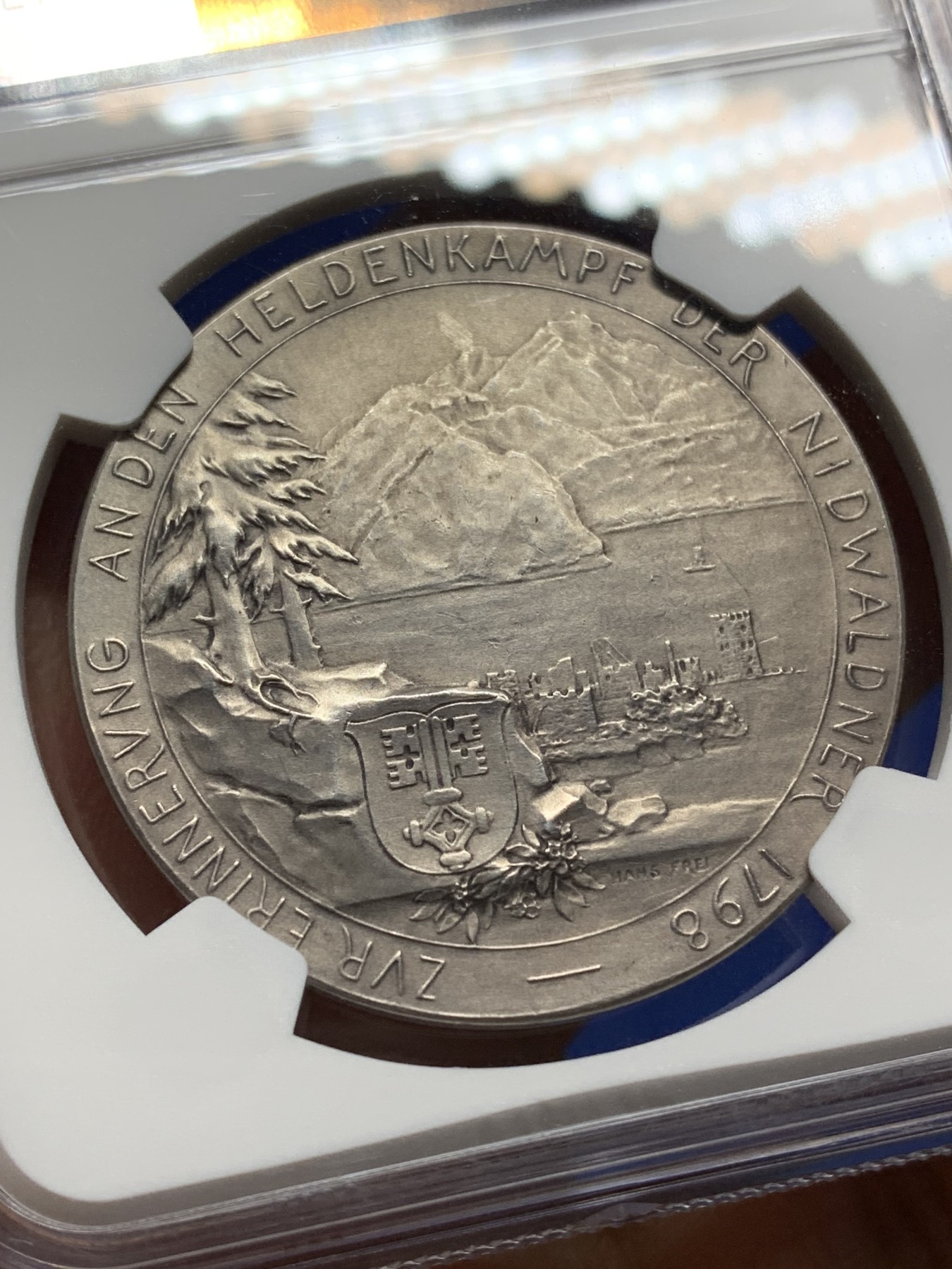 《竞宝斋》第225场-周日，周一，周二 3场 (全场包邮) NGC MS64 瑞士1898尼德瓦尔登战役纪念银章