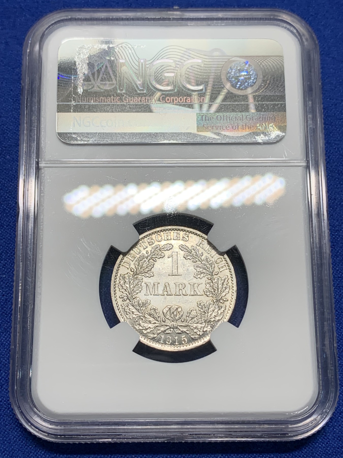 《竞宝斋》第225场-周日，周一，周二 3场 (全场包邮) NGC-MS62 德国（1915年）A厂1马克银币