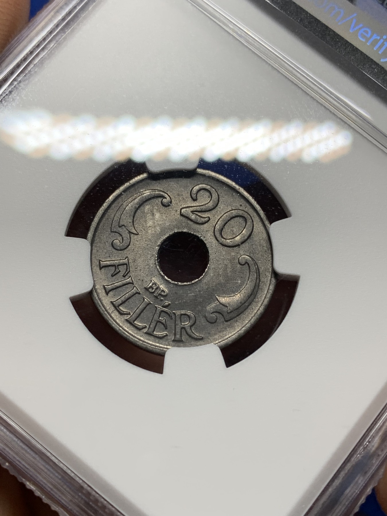 《竞宝斋》第225场-周日，周一，周二 3场 (全场包邮) NGC-MS64 匈牙利1944年20菲勒铁币 冠军分 铁币保存不易，品相极好