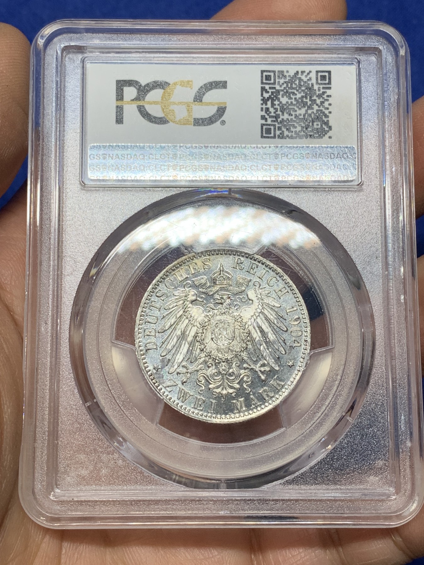 《竞宝斋》第225场-周日，周一，周二 3场 (全场包邮) PCGS MS65 德国 巴伐利亚2马克 季军分 凝霜PL状态