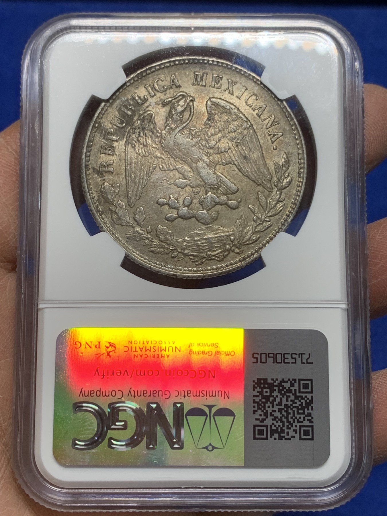 《竞宝斋》第225场-周日，周一，周二 3场 (全场包邮) NGC-AU55 墨西哥 1900年 1比索 直边鹰洋 银币 ZS FZ 原味包浆