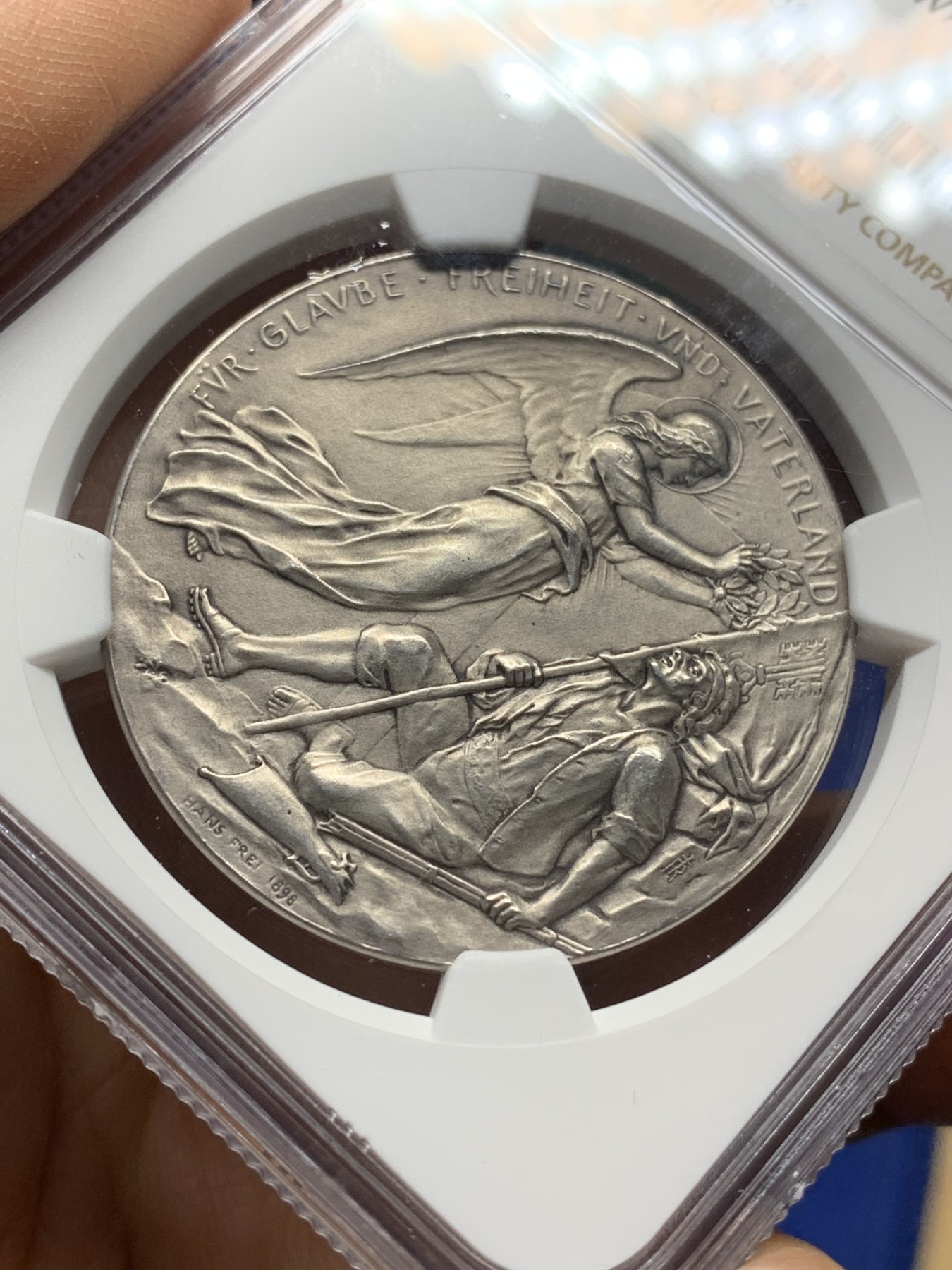 《竞宝斋》第225场-周日，周一，周二 3场 (全场包邮) NGC MS64 瑞士1898尼德瓦尔登战役纪念银章