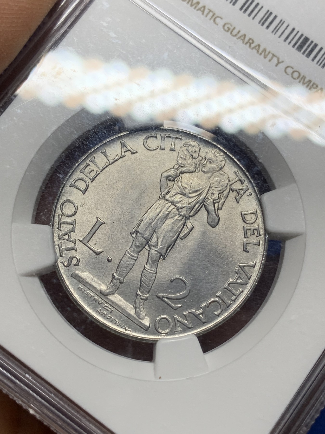 《竞宝斋》第225场-周日，周一，周二 3场 (全场包邮) NGC MS65 梵蒂冈1941年2里拉，高分好品