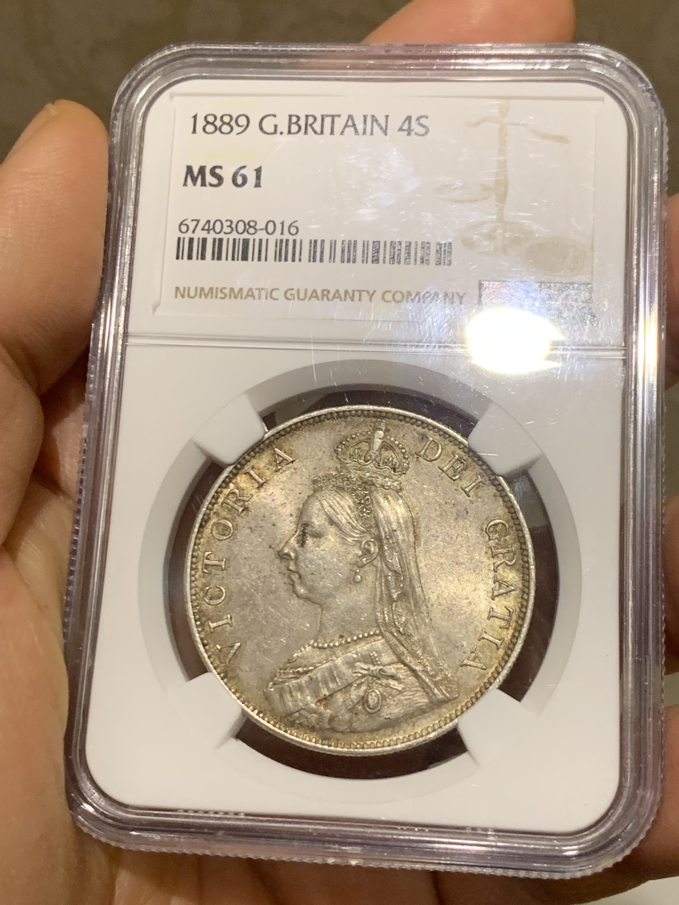 《竞宝斋》第225场-周日，周一，周二 3场 (全场包邮) NGC-MS61 1889年英国维多利亚女王双福林银币