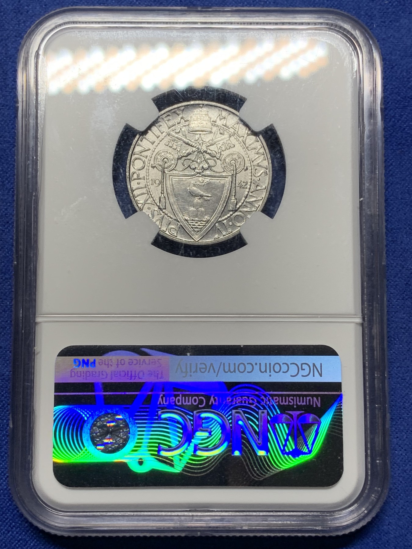 《竞宝斋》第225场-周日，周一，周二 3场 (全场包邮) NGC MS65 梵蒂冈1942年50分，高分好品