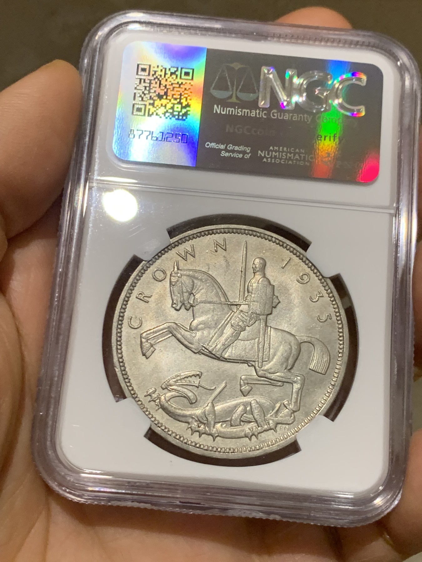 《竞宝斋》第225场-周日，周一，周二 3场 (全场包邮) NGC MS63 英国1935年乔治五世木马剑克朗大银币