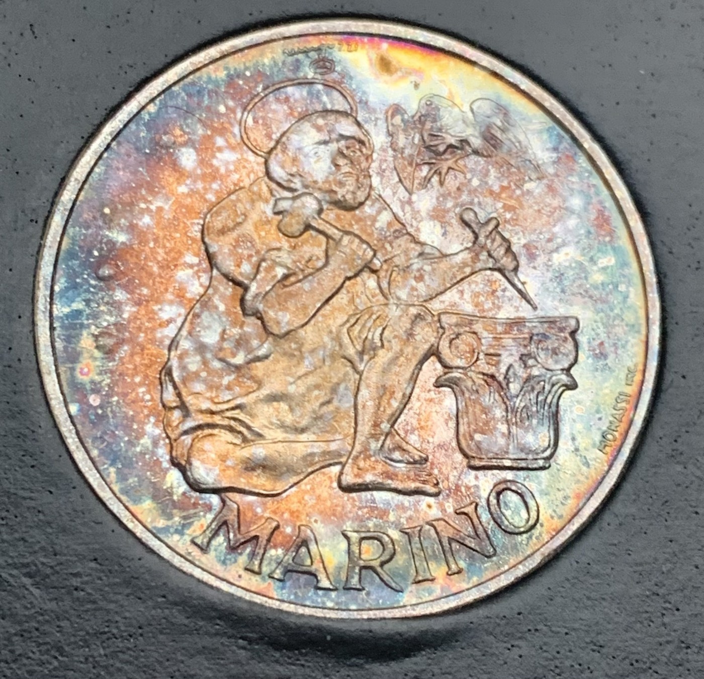 瓶子🏺第122期拍卖会  圣马力诺1975年500里拉银币  五彩原封