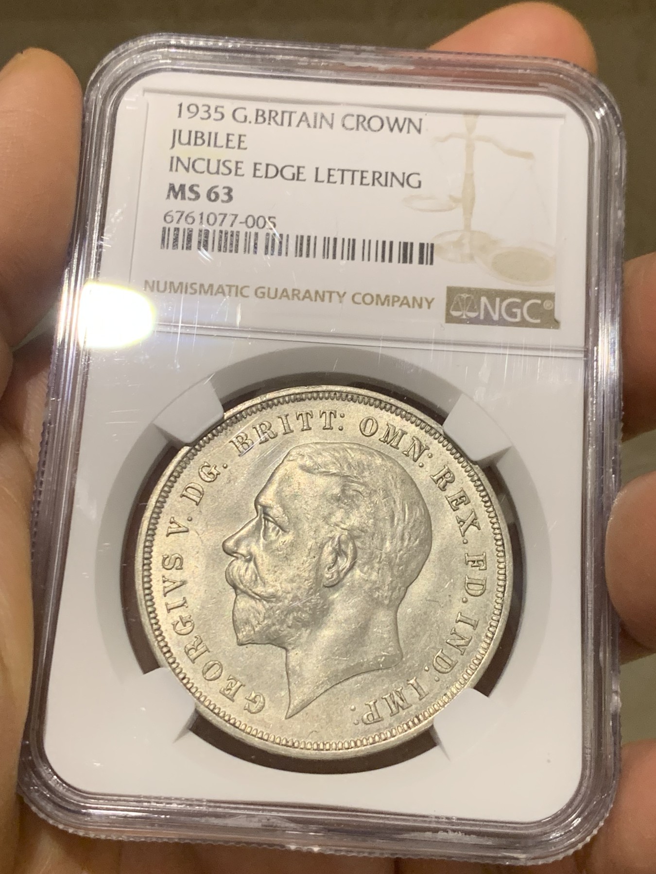 《竞宝斋》第225场-周日，周一，周二 3场 (全场包邮) NGC MS63 英国1935年乔治五世木马剑克朗大银币