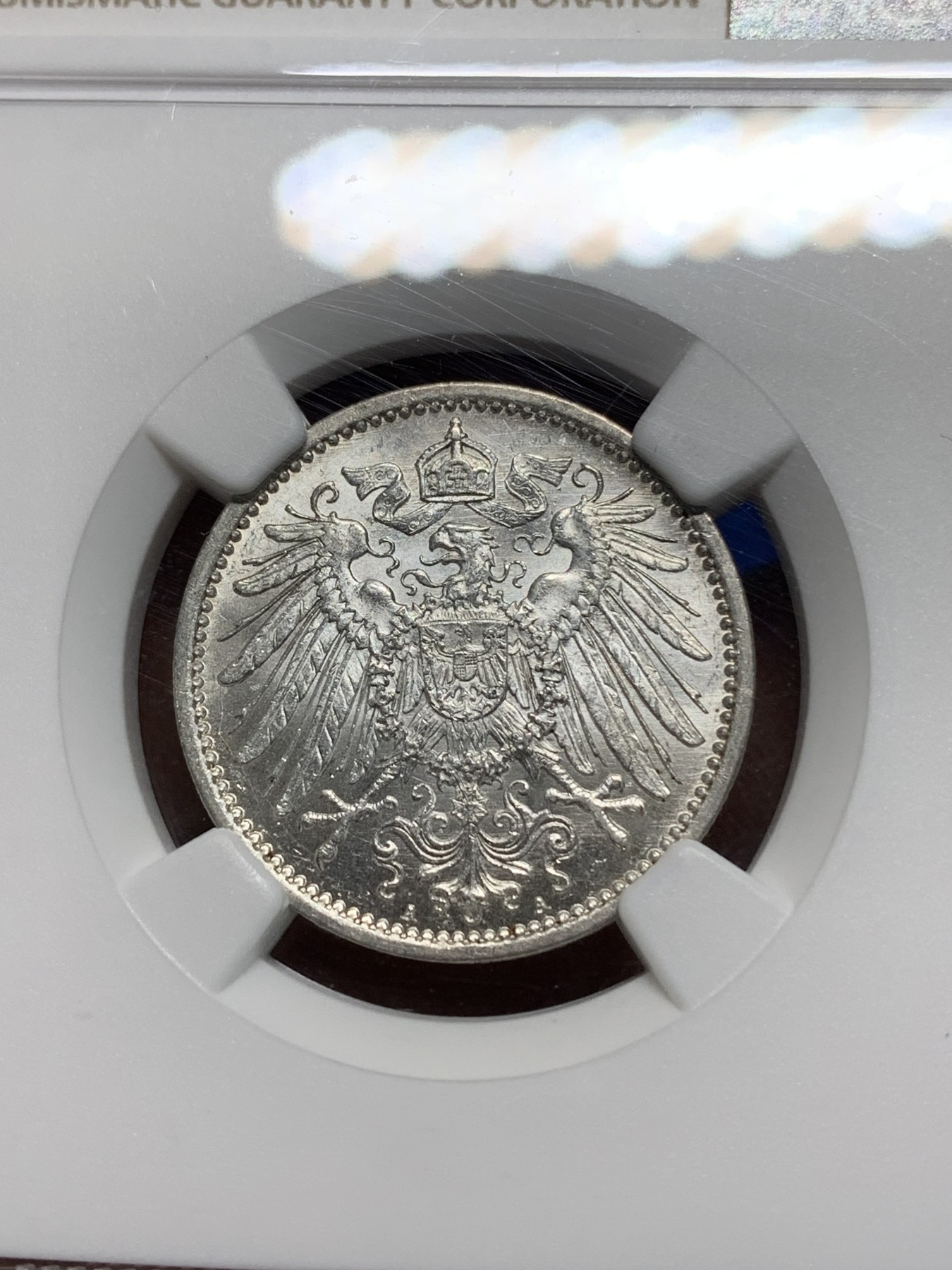 《竞宝斋》第225场-周日，周一，周二 3场 (全场包邮) NGC-MS62 德国（1915年）A厂1马克银币