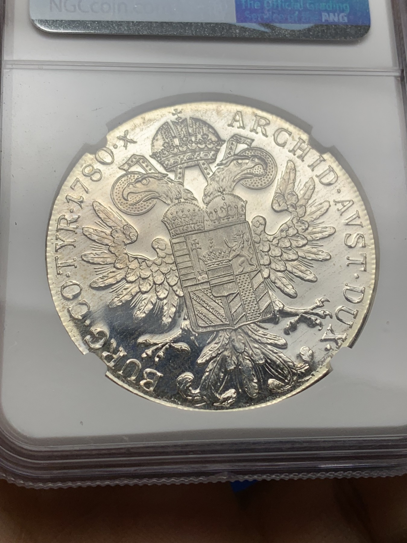 《竞宝斋》第225场-周日，周一，周二 3场 (全场包邮) NGC-PF66CAM 1780后铸版奥地利特蕾莎女皇1泰勒大银币 绒布包浆 镜面感极强