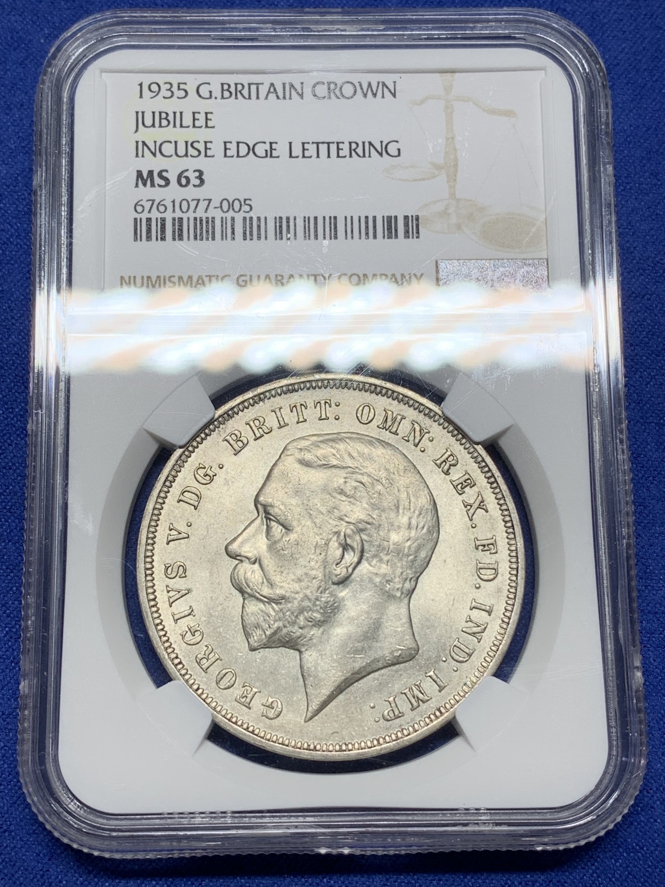 《竞宝斋》第225场-周日，周一，周二 3场 (全场包邮) NGC MS63 英国1935年乔治五世木马剑克朗大银币