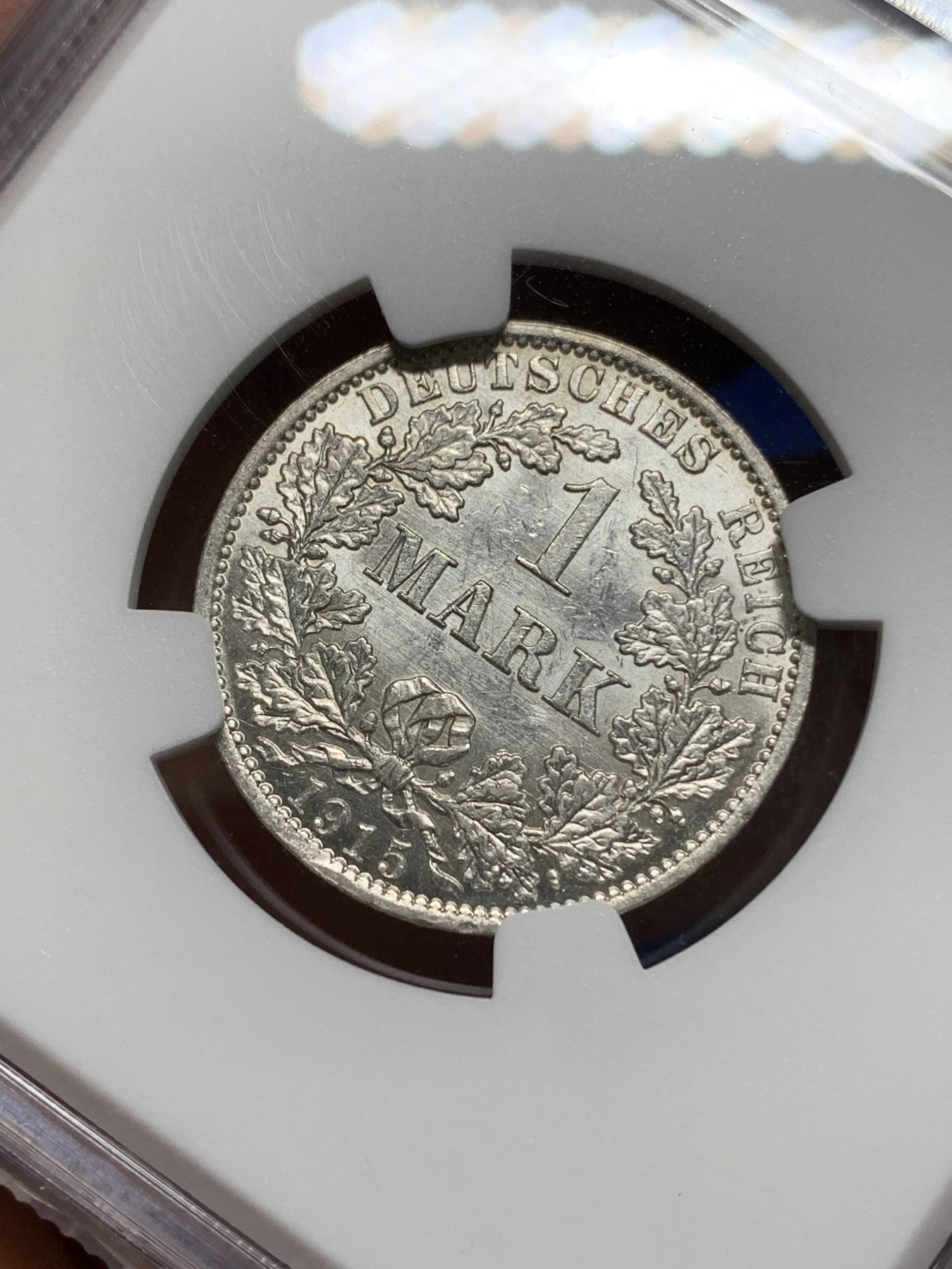 《竞宝斋》第225场-周日，周一，周二 3场 (全场包邮) NGC-MS62 德国（1915年）A厂1马克银币