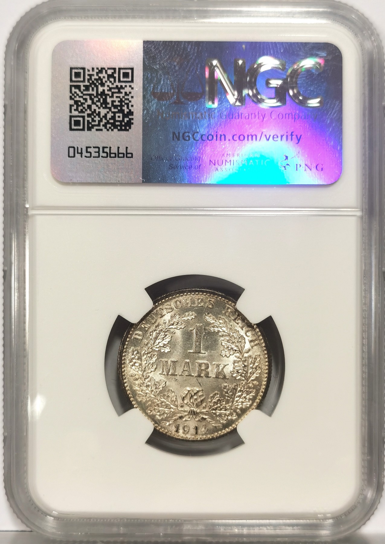 博洋堂世界钱币拍卖第057期（全场包邮） NGC MS64 德国第二帝国1914年G版1马克银币