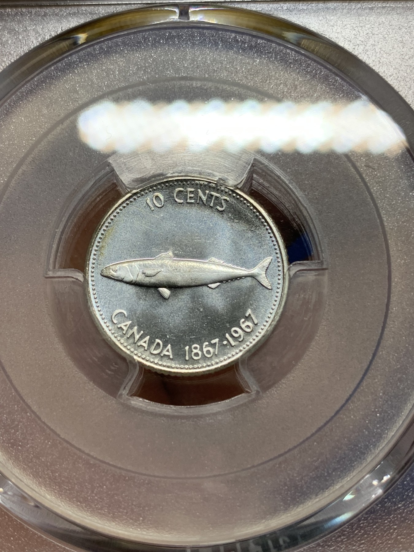 《竞宝斋》第225场-周日，周一，周二 3场 (全场包邮) PCGS MS67 1967年加拿大10分银币 冠军分仅3枚 十分难求的品相