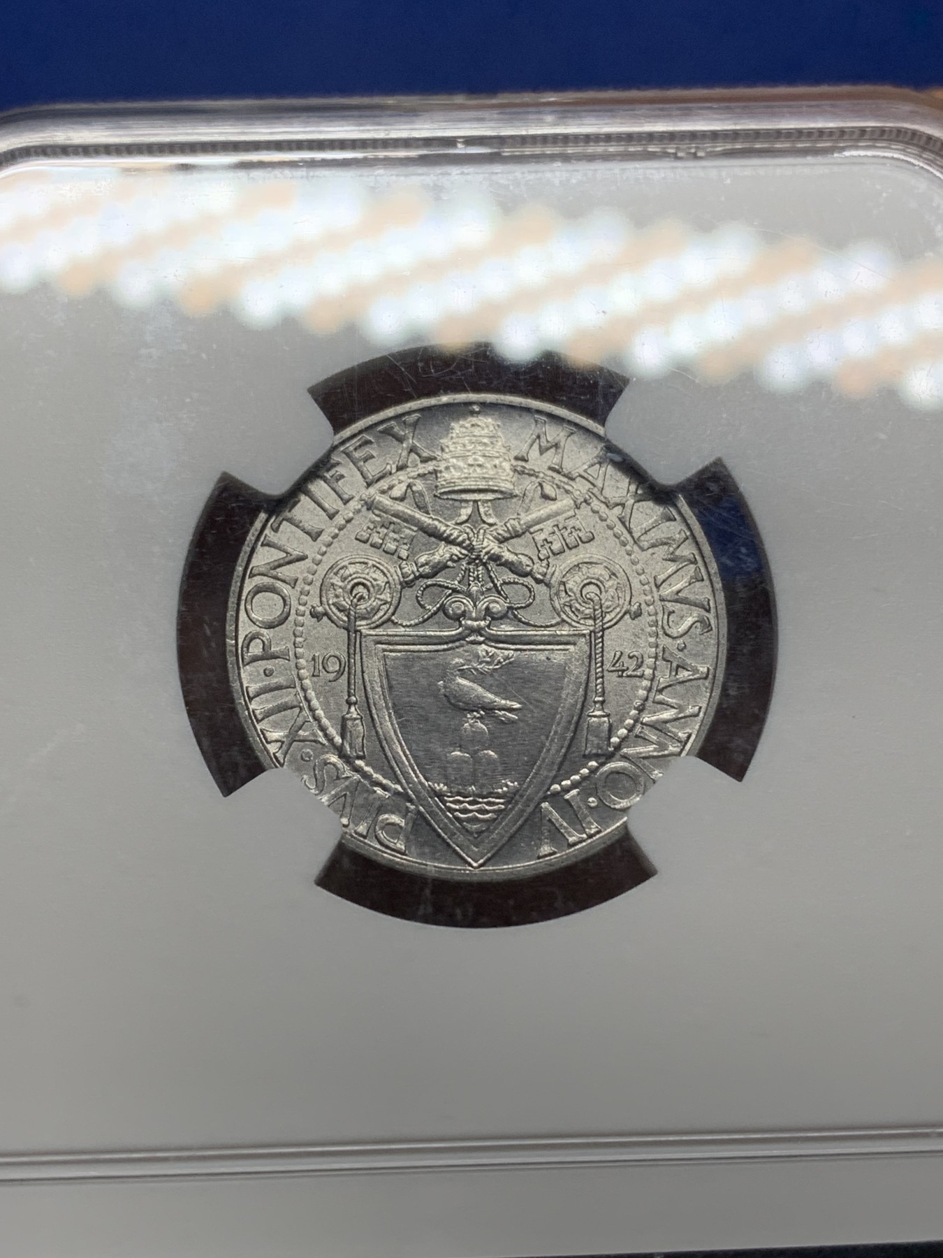 《竞宝斋》第225场-周日，周一，周二 3场 (全场包邮) NGC MS65 梵蒂冈1942年50分，高分好品