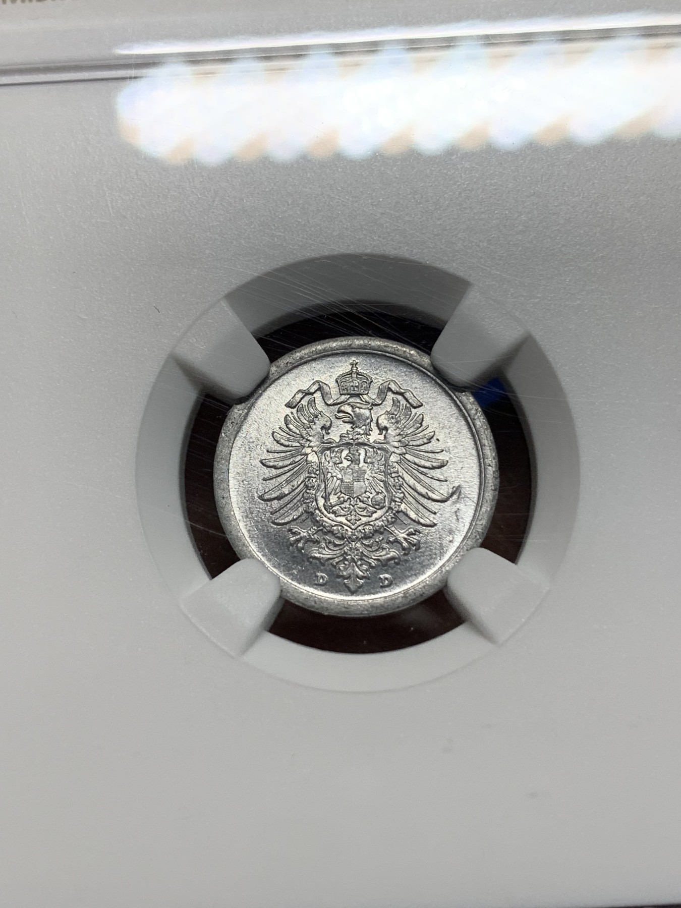 《竞宝斋》第225场-周日，周一，周二 3场 (全场包邮) NGC-MS63 德国（1917年）D厂1芬尼铝币 季军分，少见厂别好品