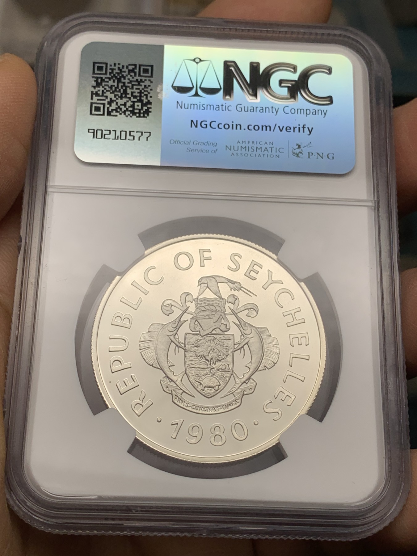 《竞宝斋》第225场-周日，周一，周二 3场 (全场包邮) NGC PF69UC 塞舌尔1980儿童年银币