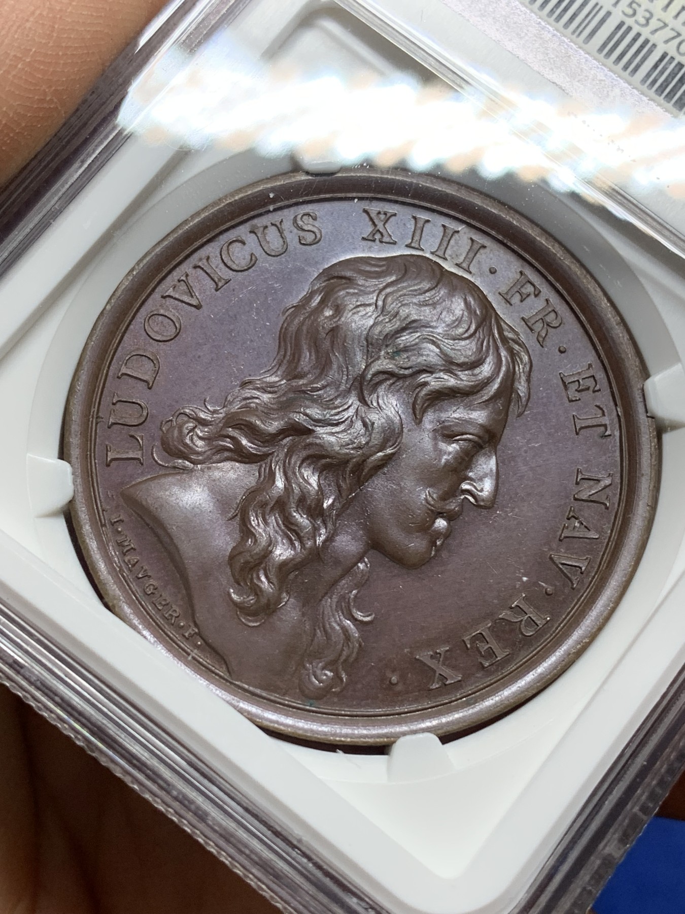 《竞宝斋》第225场-周日，周一，周二 3场 (全场包邮) NGC MS63 法国1638年路易十三迎接路易十四降临纪念铜章