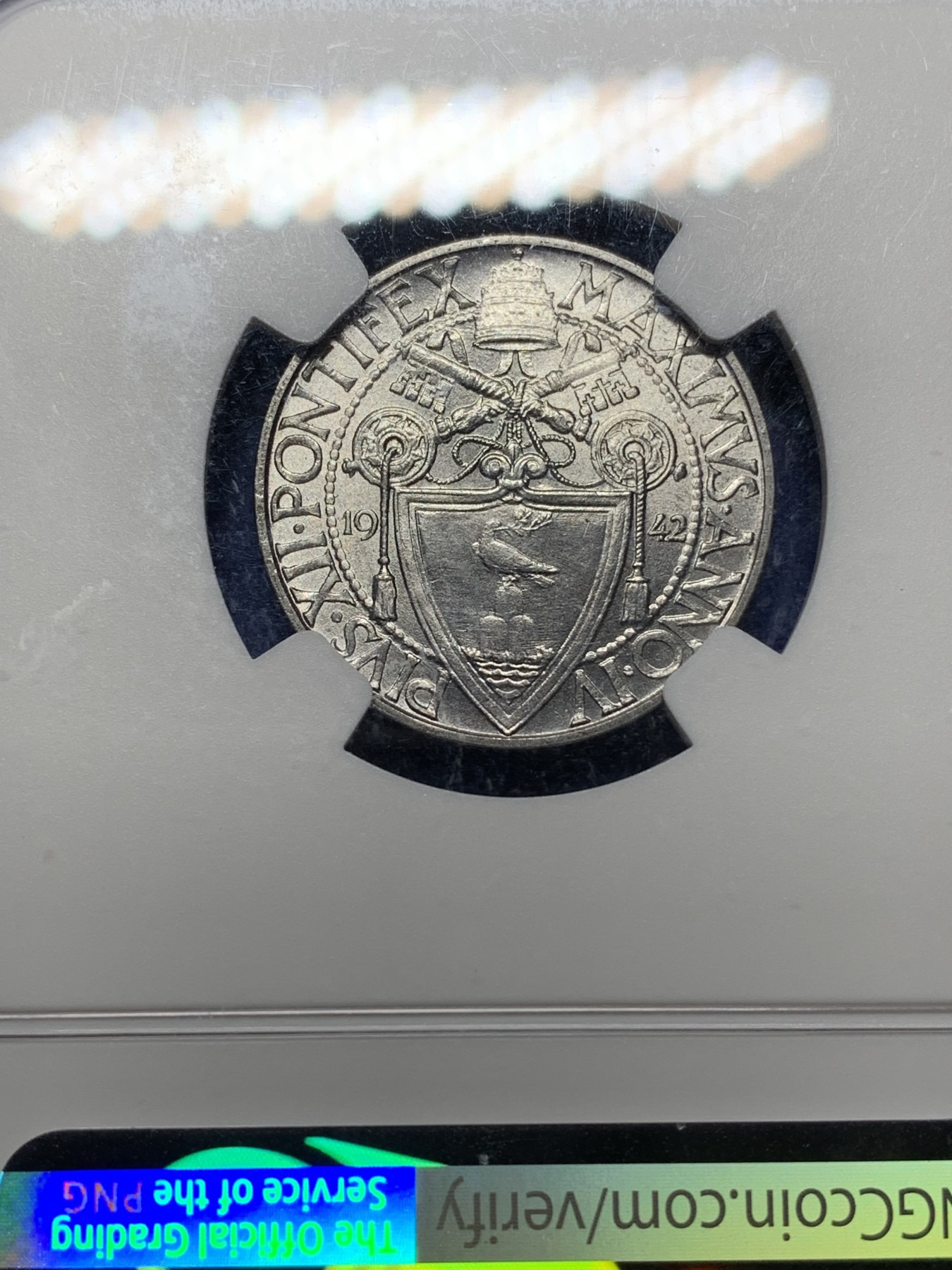 《竞宝斋》第225场-周日，周一，周二 3场 (全场包邮) NGC MS65 梵蒂冈1942年50分，高分好品