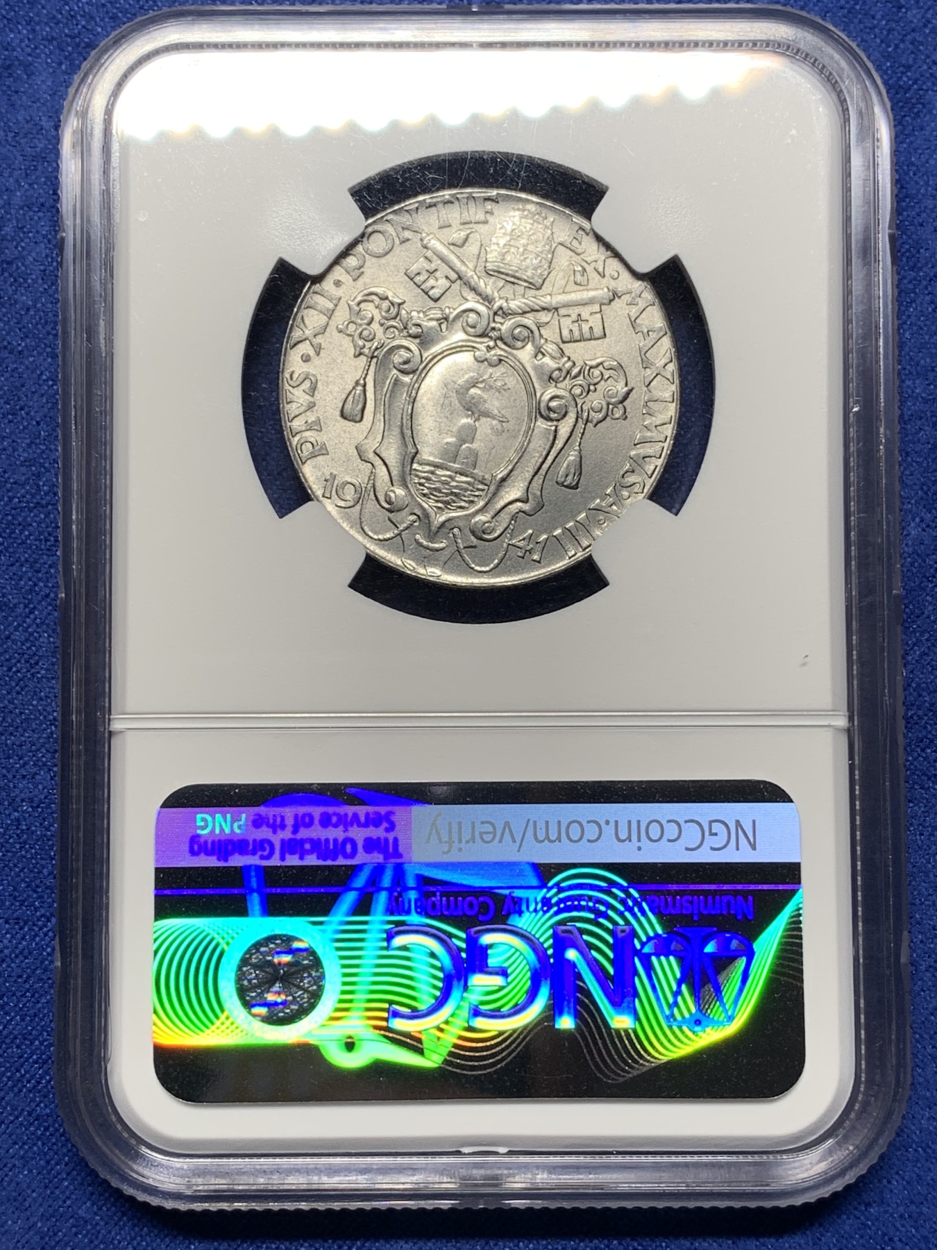 《竞宝斋》第225场-周日，周一，周二 3场 (全场包邮) NGC MS65 梵蒂冈1941年2里拉，高分好品