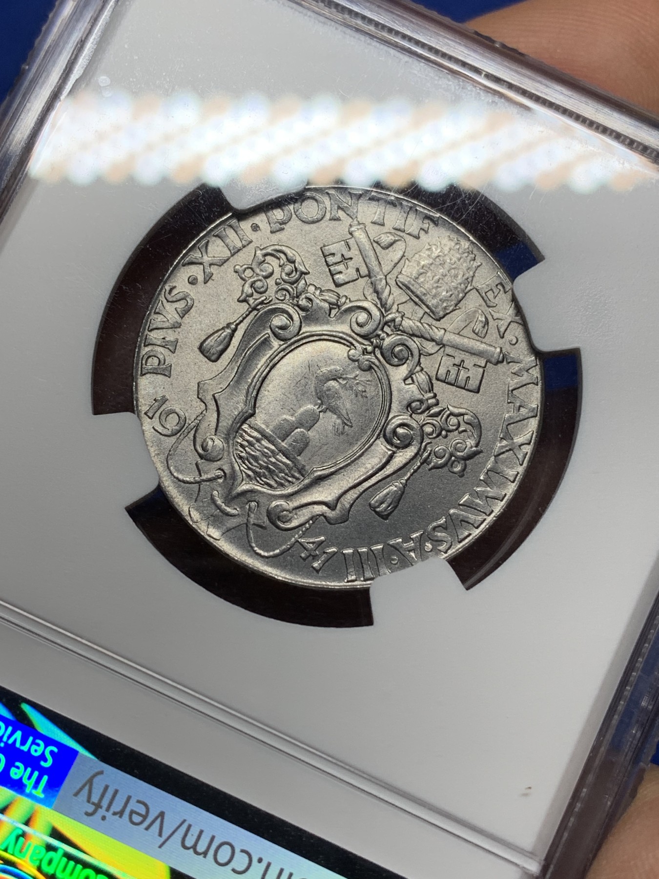 《竞宝斋》第225场-周日，周一，周二 3场 (全场包邮) NGC MS65 梵蒂冈1941年2里拉，高分好品