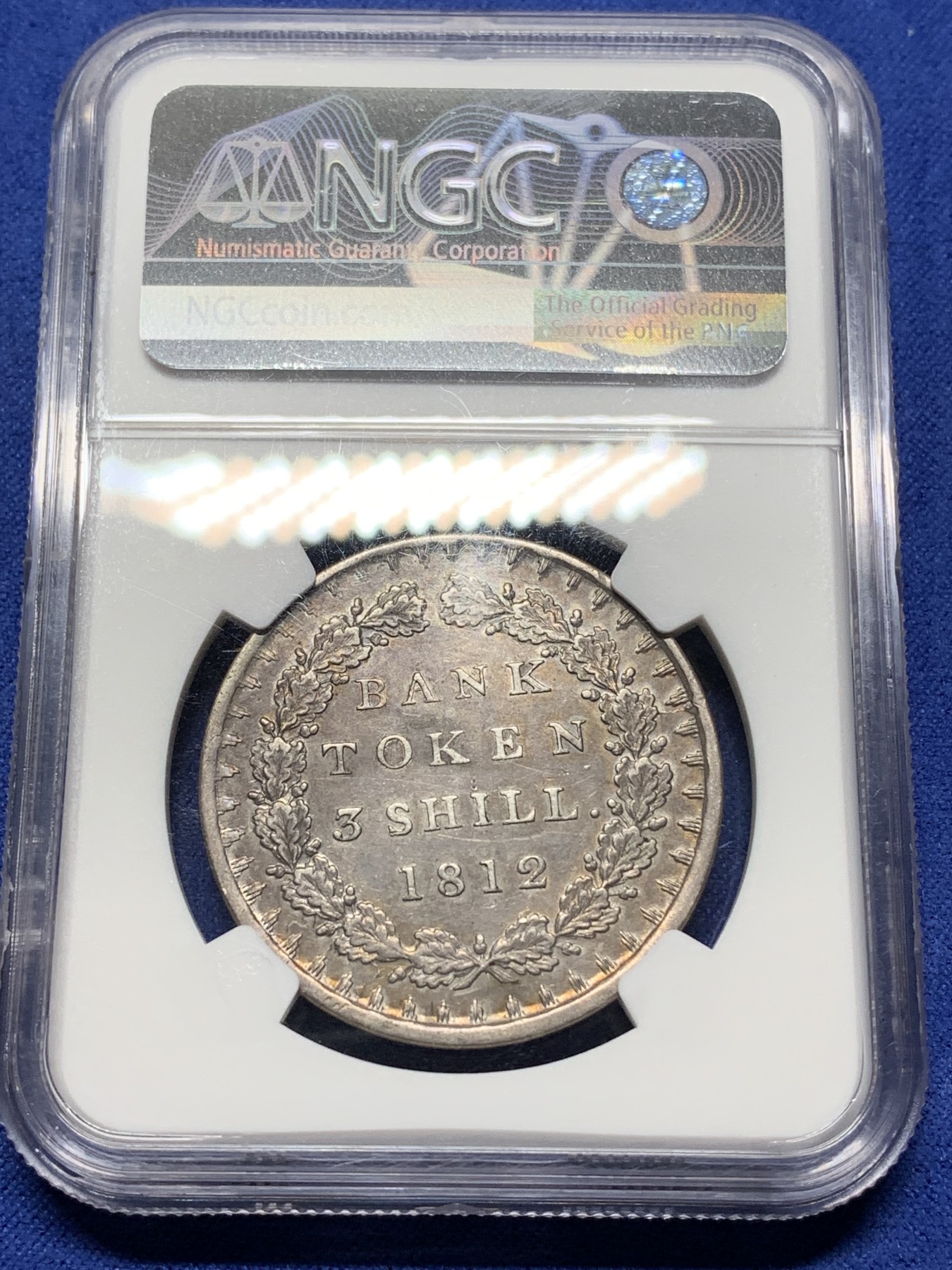 《竞宝斋》第225场-周日，周一，周二 3场 (全场包邮) NGC AU53 英格兰1812年3先令银币