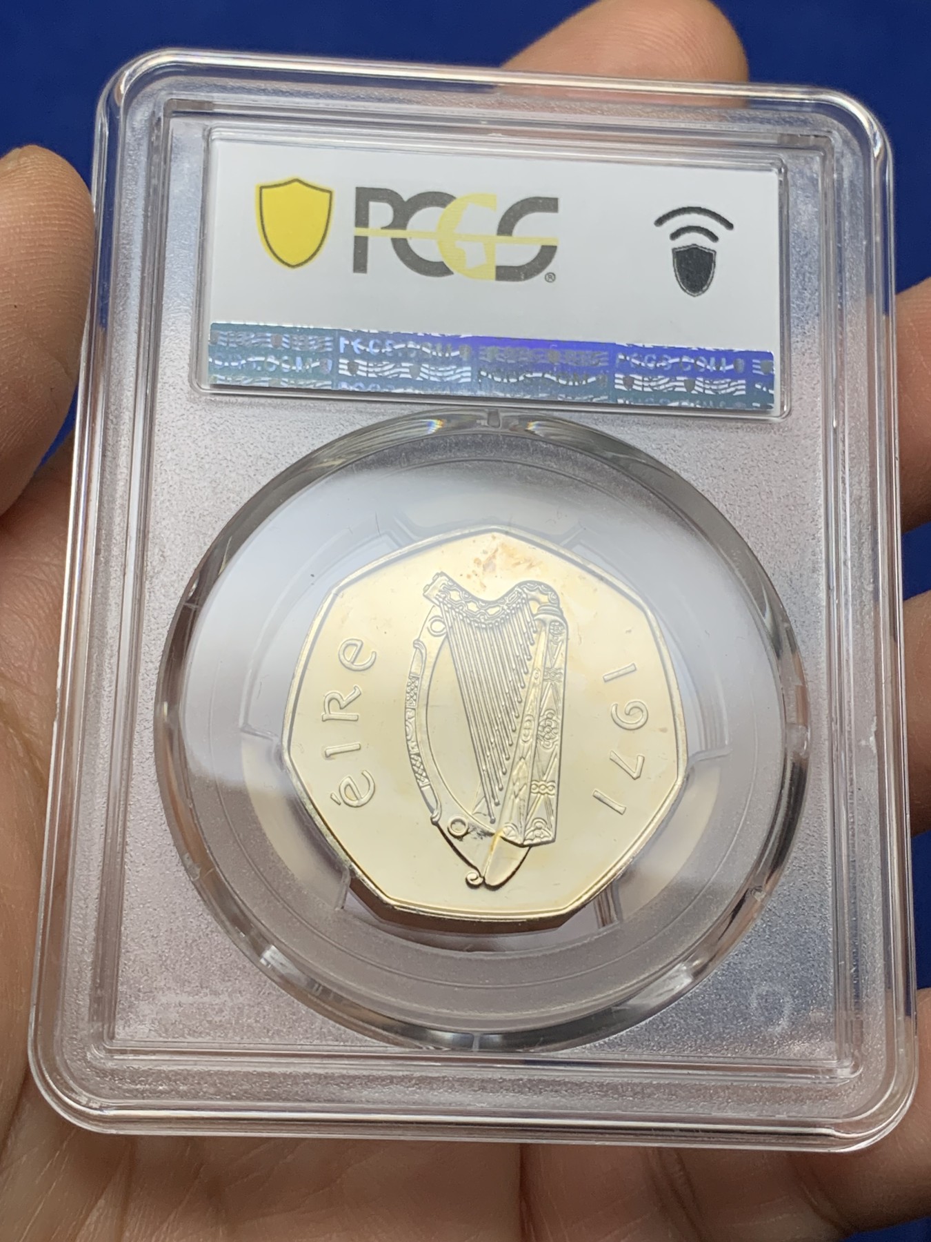 《竞宝斋》第225场-周日，周一，周二 3场 (全场包邮) PCGS金盾 PR65 爱尔兰1971年寒雀50便士精制镍币