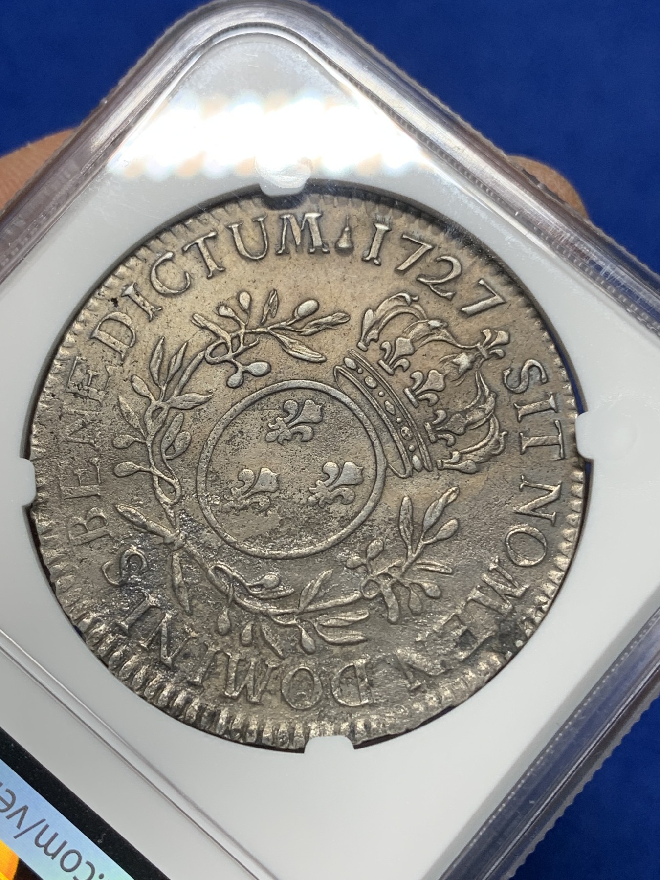 《竞宝斋》第225场-周日，周一，周二 3场 (全场包邮) NGC AUD法国路易十五孩版埃居大银 银光清晰可见 细节非常好