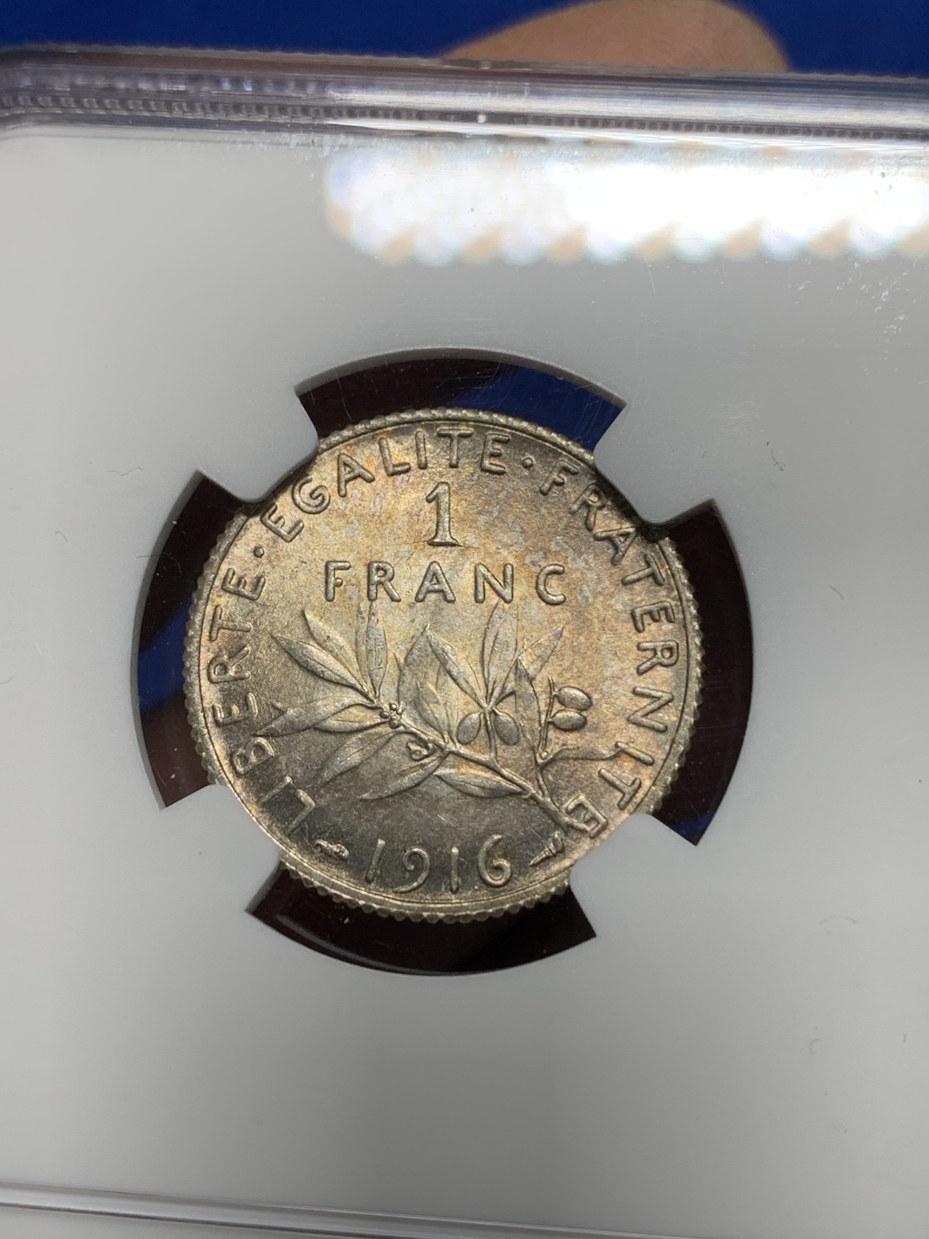 《竞宝斋》第225场-周日，周一，周二 3场 (全场包邮) NGC MS64 法国1916年播种女神1法郎银币