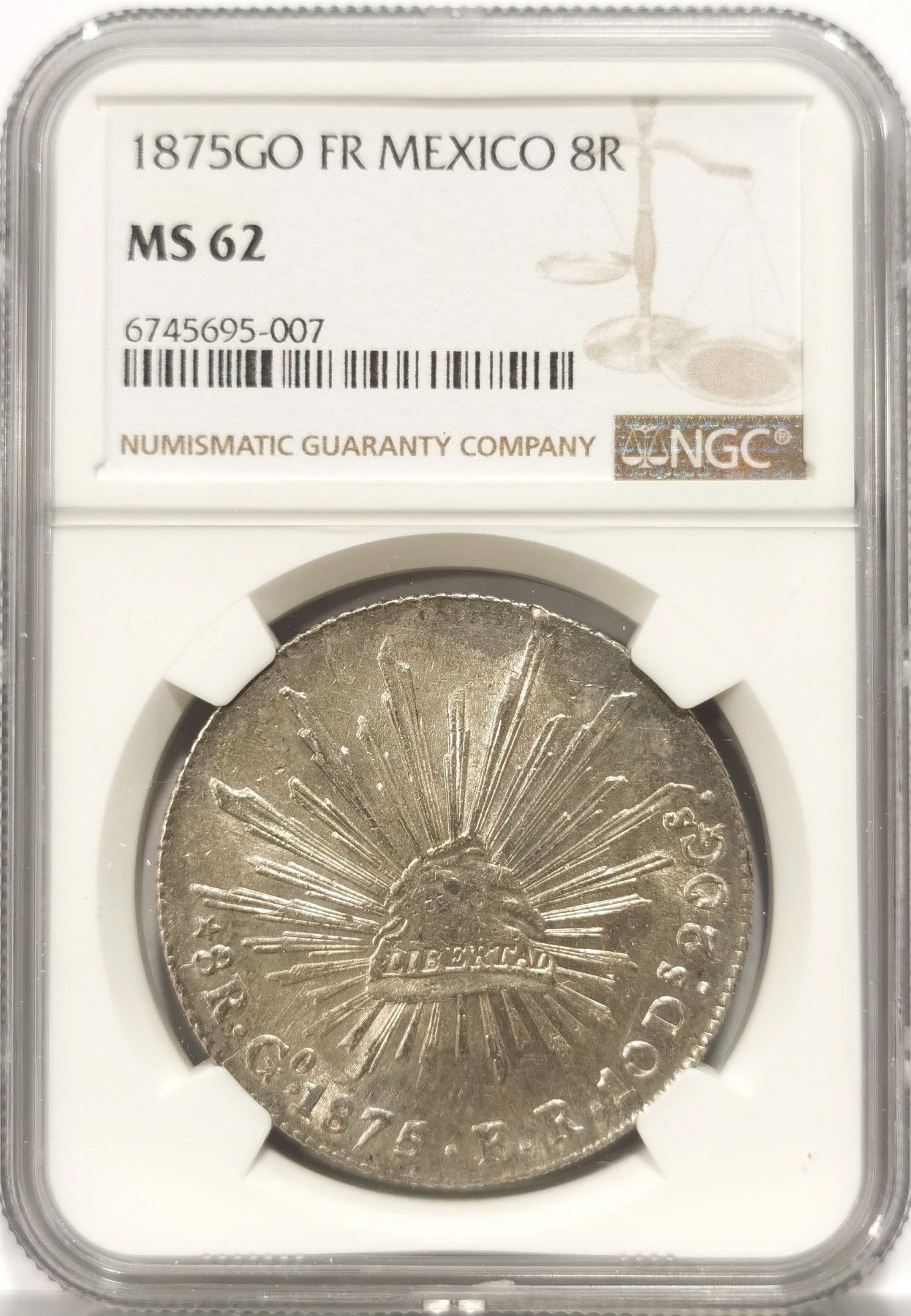 博洋堂世界钱币拍卖第057期（全场包邮） NGC MS62 墨西哥1875年GO FR版鹰洋