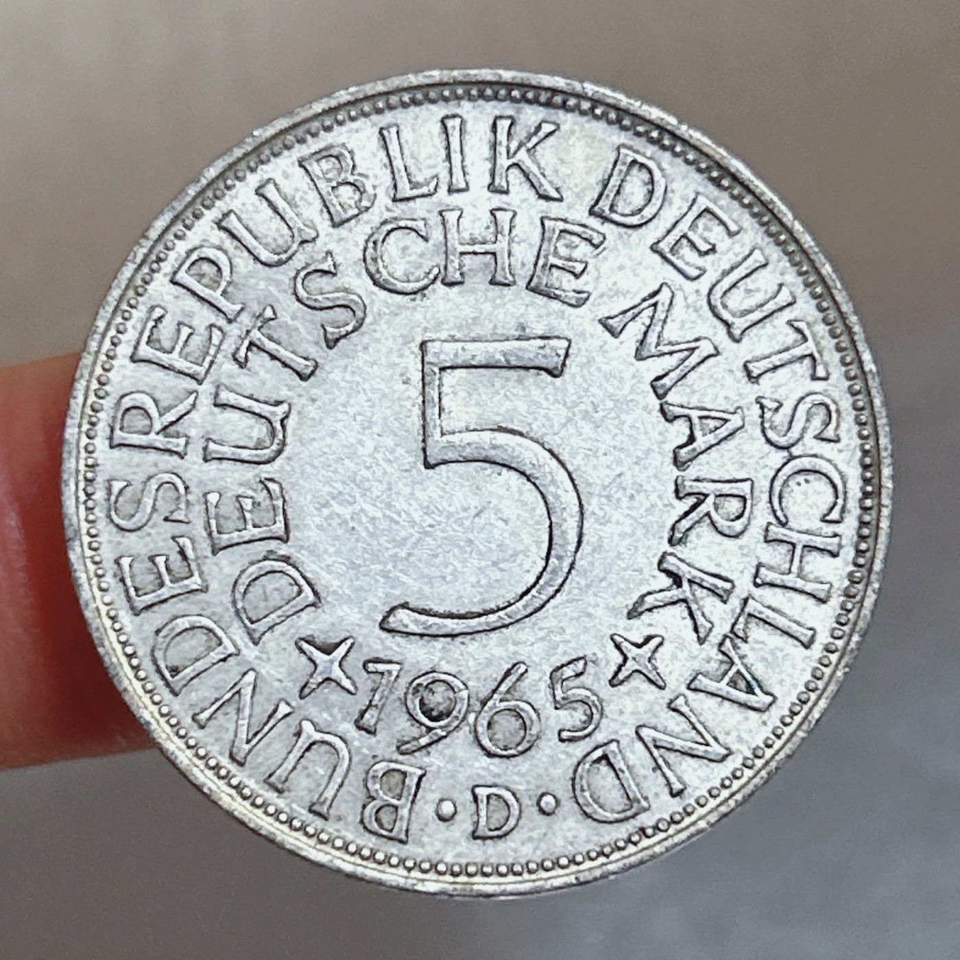 全场一元起拍 世界钱币散币、银币专场 第48期 德国1965年5马克银币 好品 重11.2g