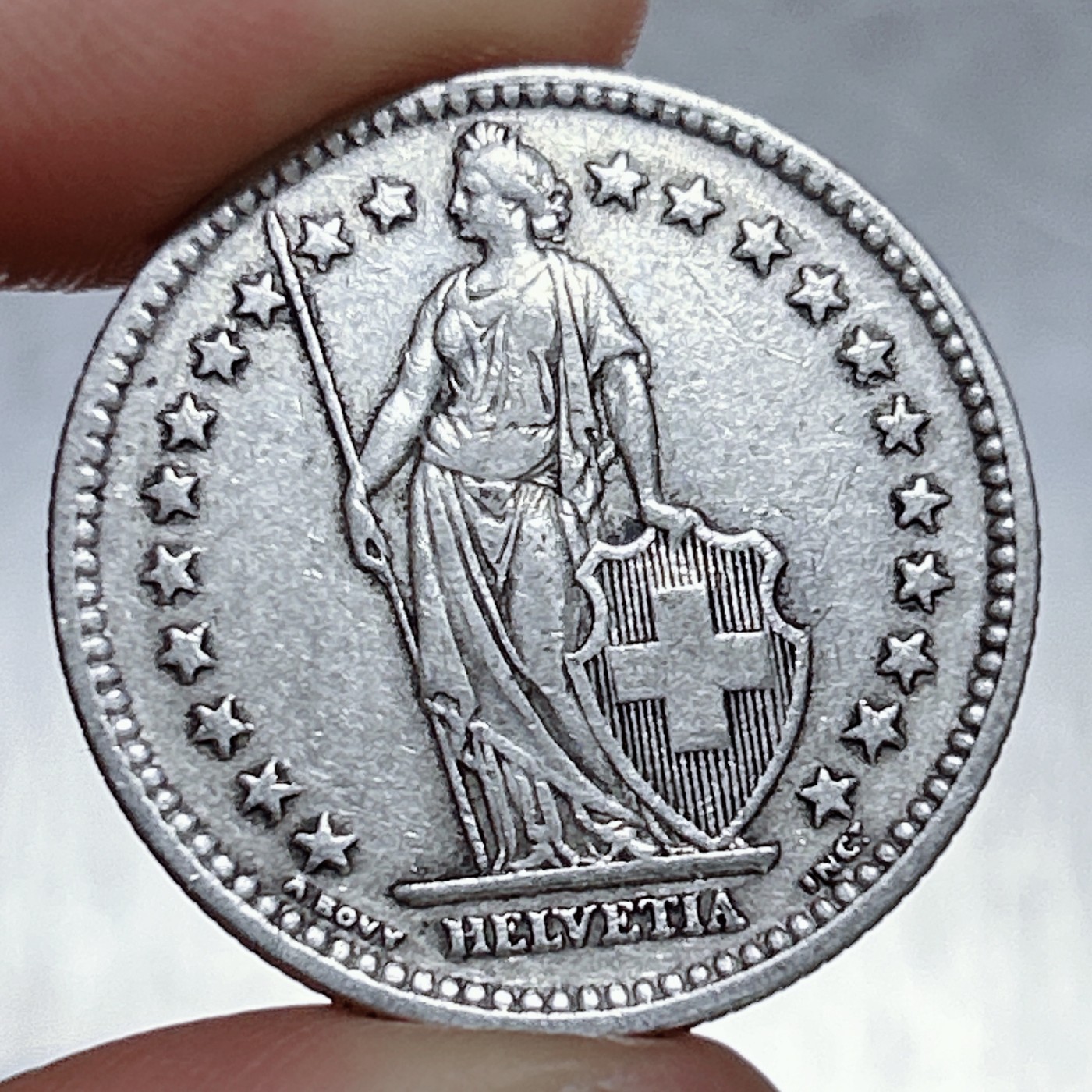 全场一元起拍 世界钱币散币、银币专场 第48期 1944年瑞士2法郎银币 海尔维蒂亚守护者 重10g