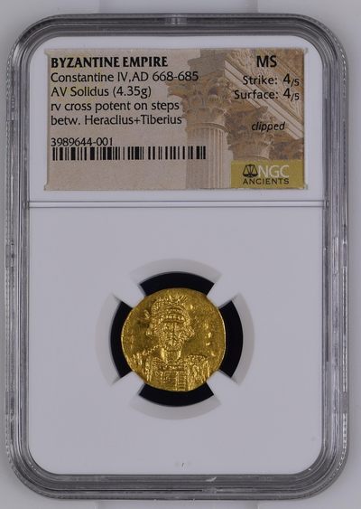 梧彩钱庄捡漏拍第17期  - Constantine IV,拜占庭帝国君士坦丁四世金币