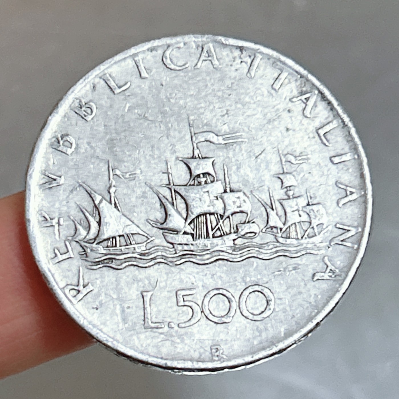 全场一元起拍 世界钱币散币、银币专场 第48期 意大利500里拉银币 哥伦布帆船少女.约11克.含银83.5%