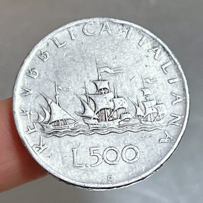 全场一元起拍 世界钱币散币、银币专场 第48期 - 意大利500里拉银币 哥伦布帆船少女.约11克.含银83.5%