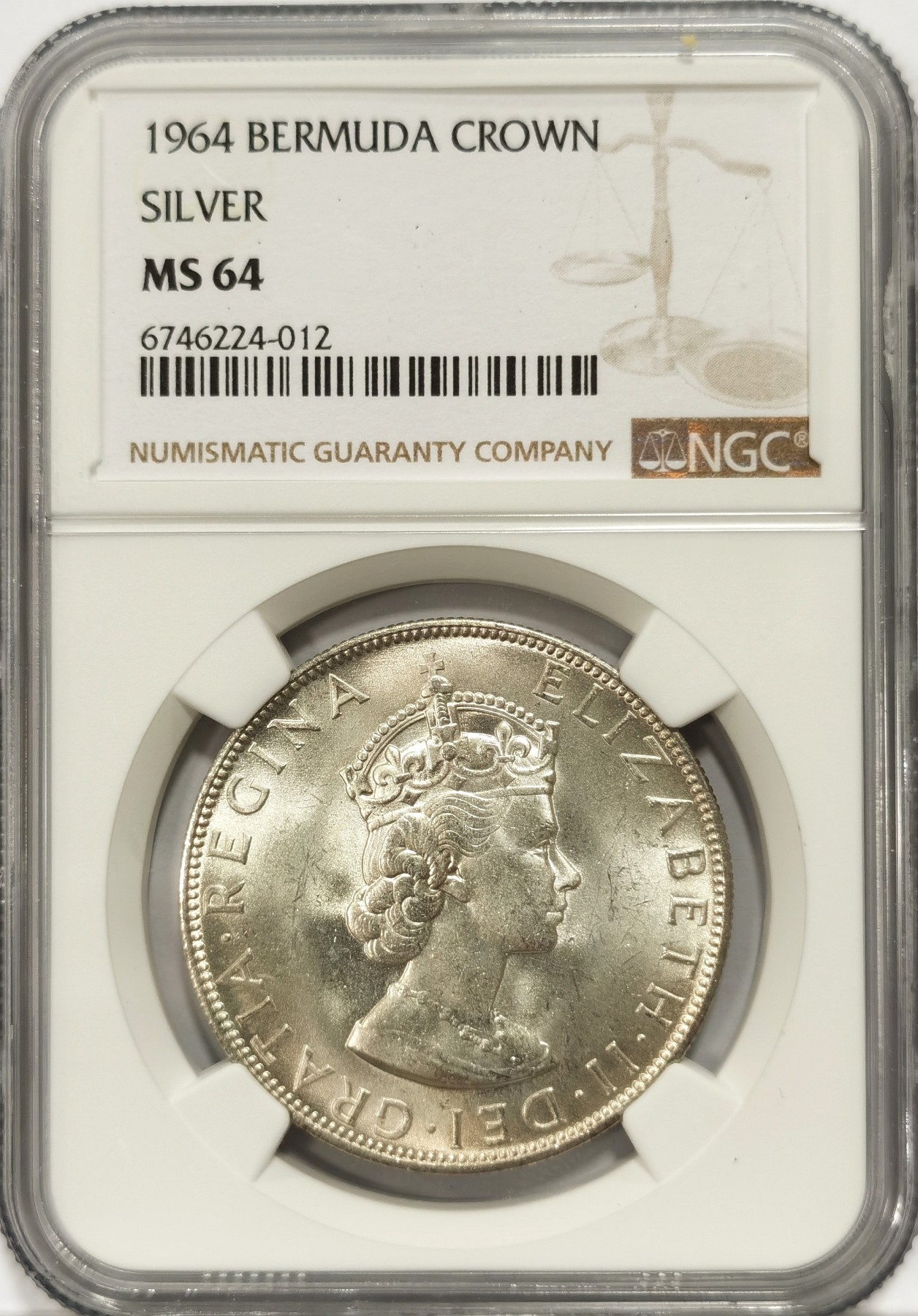 博洋堂世界钱币拍卖第057期（全场包邮） NGC MS64 英属百慕大1964年伊丽莎白二世1克朗银币