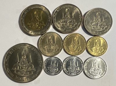 S&S Numismatic世界钱币-拍卖 第62期 - 泰国1996年 拉玛九世王登基50周年 1萨当-20泰铢 10枚全套纪念币