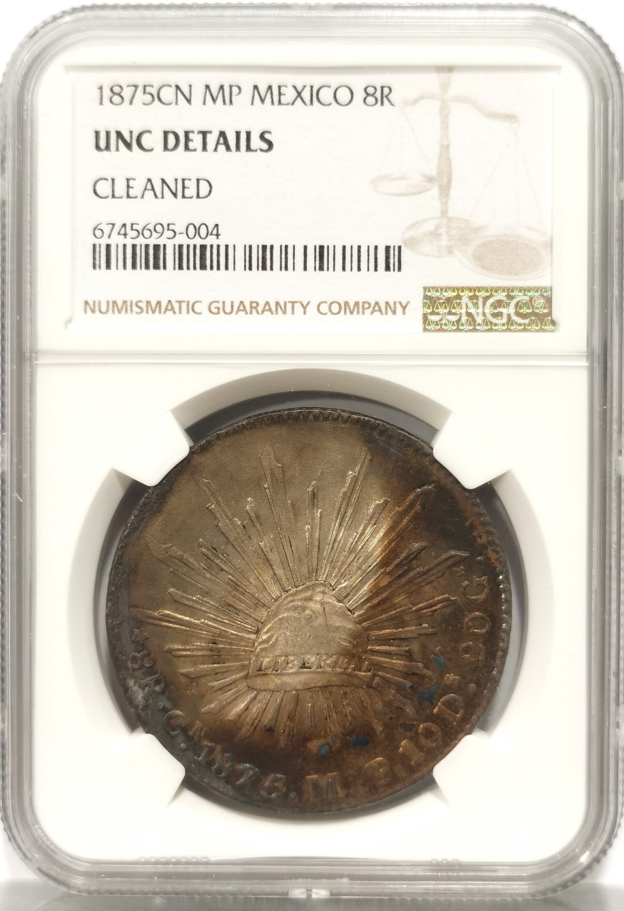 博洋堂世界钱币拍卖第057期（全场包邮） NGC UNCD 墨西哥1875年CN MP版鹰洋