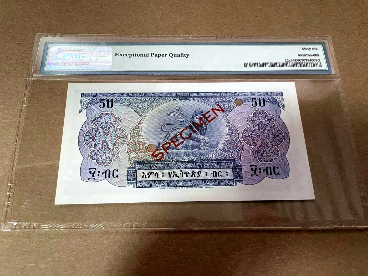 【Blue Auction】✨世界纸币精拍第408期【精】 埃塞俄比亚 1961年50元 末代国王海尔-塞拉西 主图是青尼罗河上的桥 PMG66EPQ 老壳子 样钞 BWC雕刻精美 